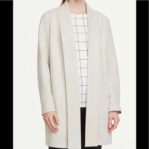 Silver Shawl-Collar Pocket Sudette Open Jacket